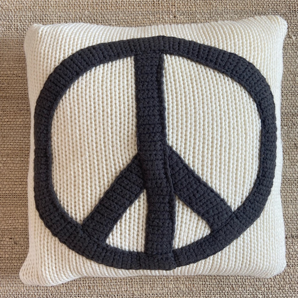 Pottery Barn Peace Sign Decorative Pillow